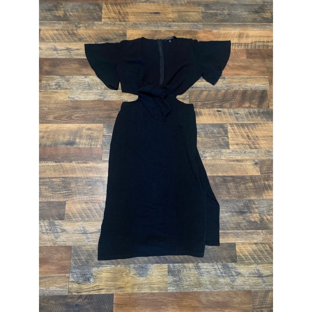 FORE linen blend Front‎ Cut Out midi dress